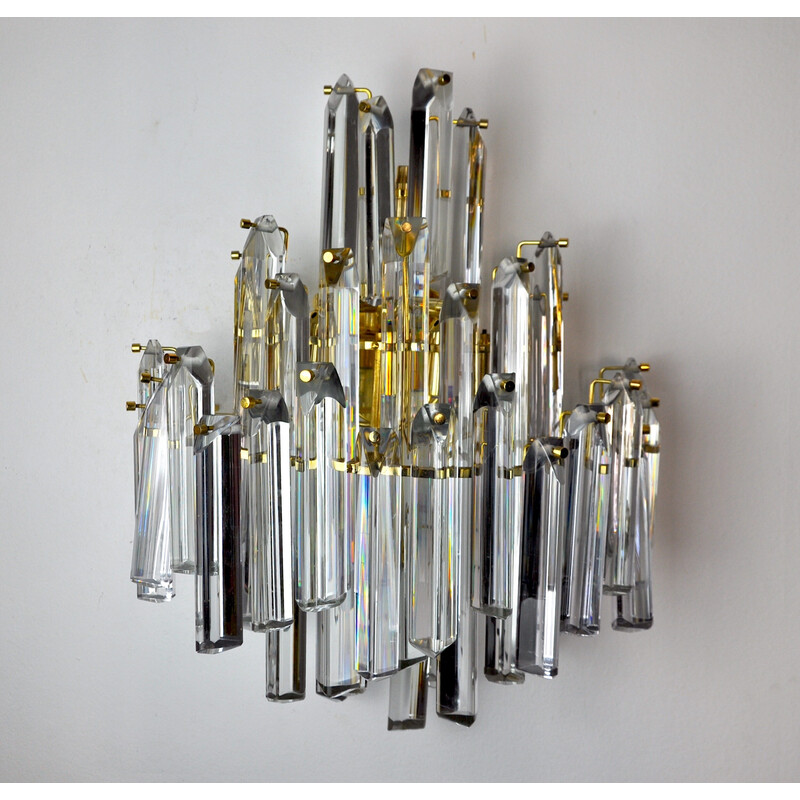 Vintage Venini 3-level wall lamp in Murano glass, Italy 1970