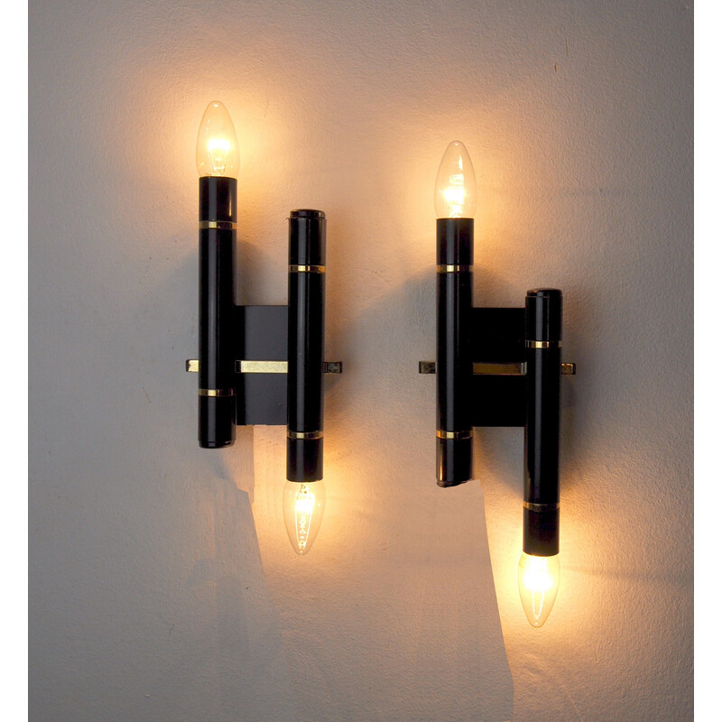 Pair of vintage tubular wall lamps by Sciolari, Italy 1970