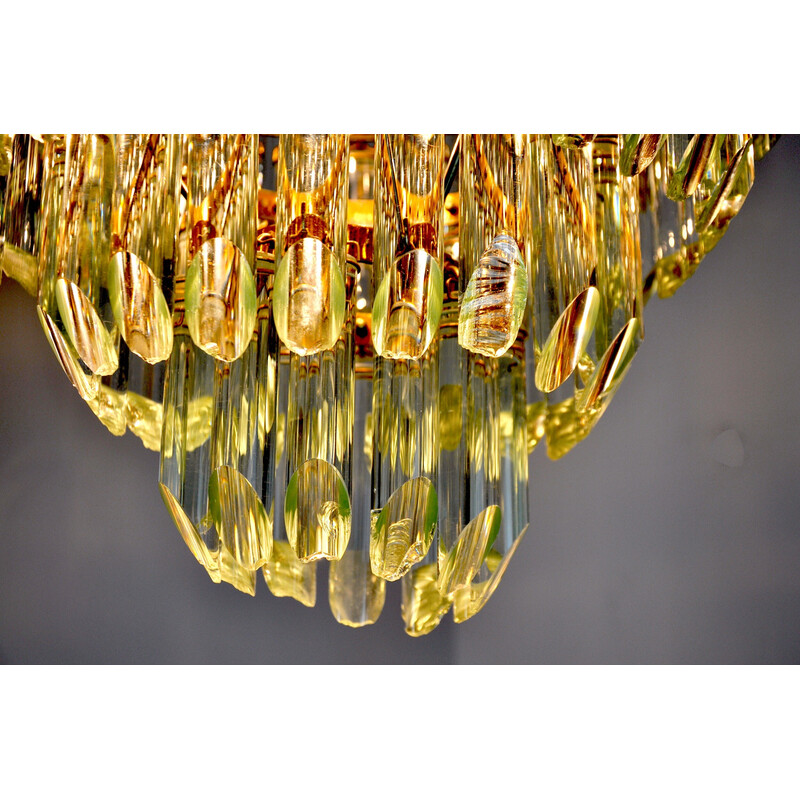 Lámpara vintage Venini de 4 niveles en cristal de Murano, Italia 1970