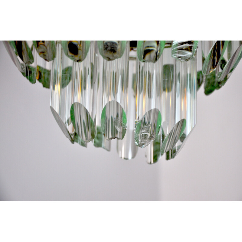 Lámpara vintage Venini de 4 niveles en cristal de Murano, Italia 1970