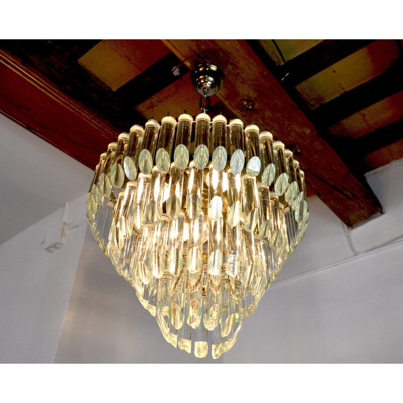 Vintage Venini chandelier with 4 levels in Murano glass, Italy 1970