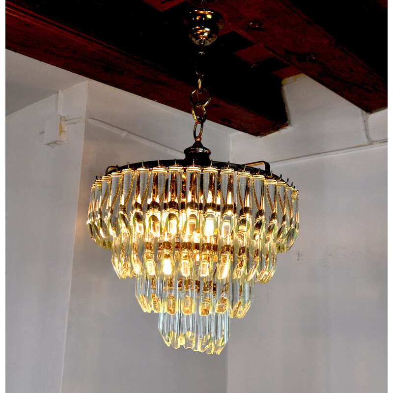 Vintage Venini chandelier with 4 levels in Murano glass, Italy 1970