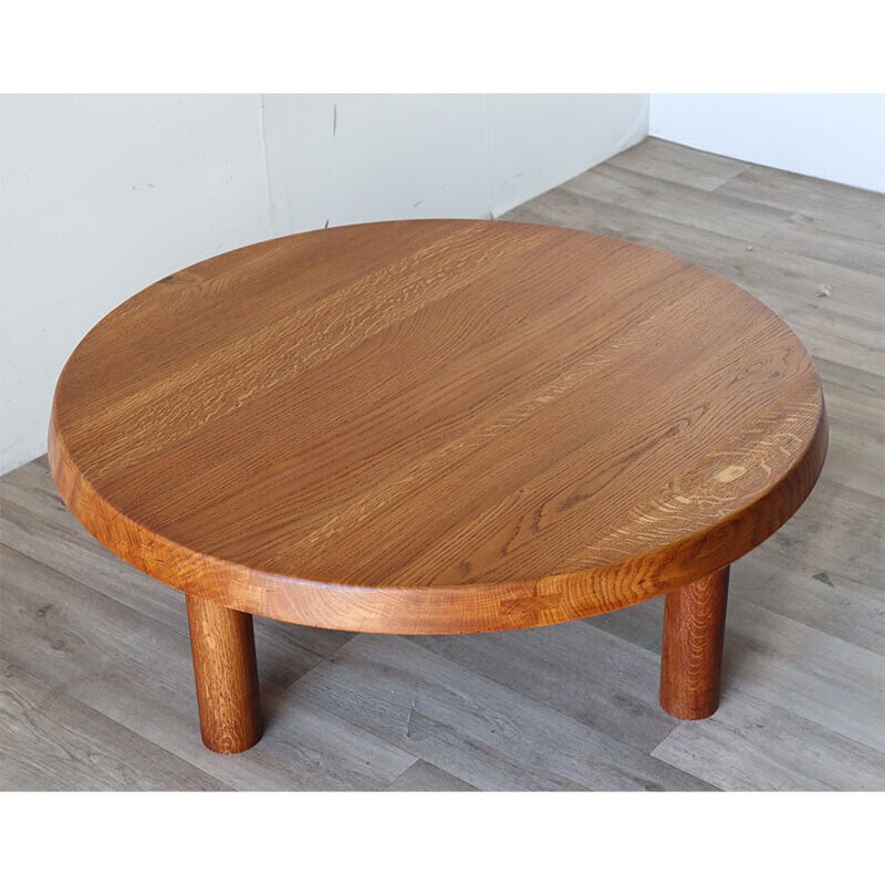 Vintage coffee table "T02 M" in solid elmwood by Pierre Chapo, 1963