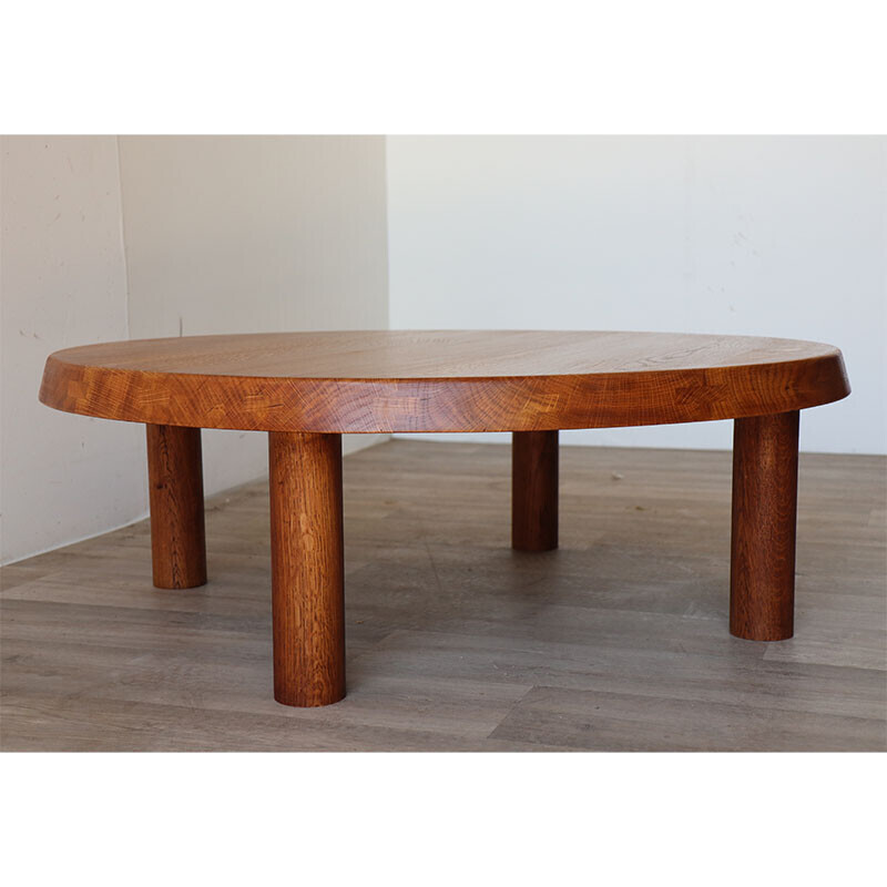 Vintage coffee table "T02 M" in solid elmwood by Pierre Chapo, 1963