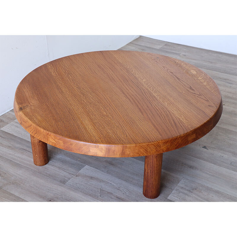 Vintage Couchtisch "T02 M" aus massivem Ulmenholz von Pierre Chapo, 1963