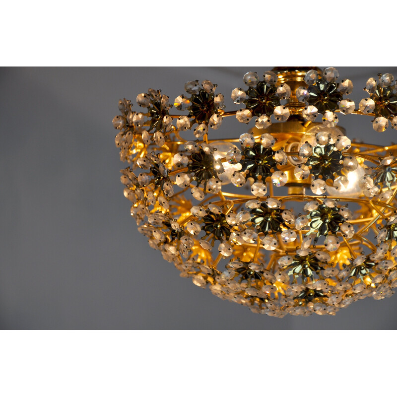 Vintage floral crystal chandelier by Bakalowits and Söhne, Austria 1970