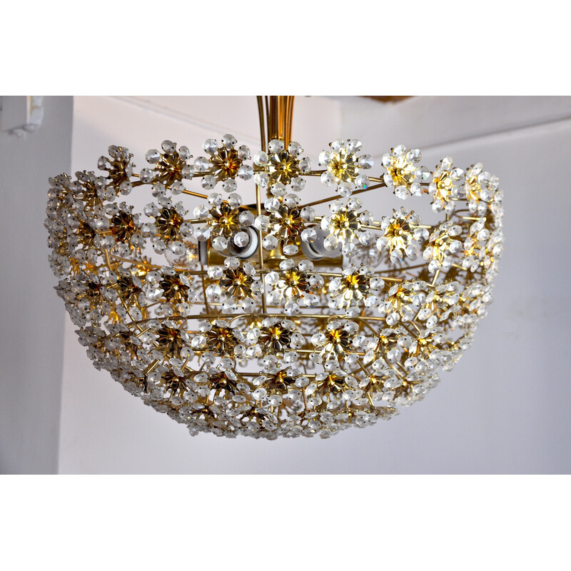 Vintage floral crystal chandelier by Bakalowits and Söhne, Austria 1970