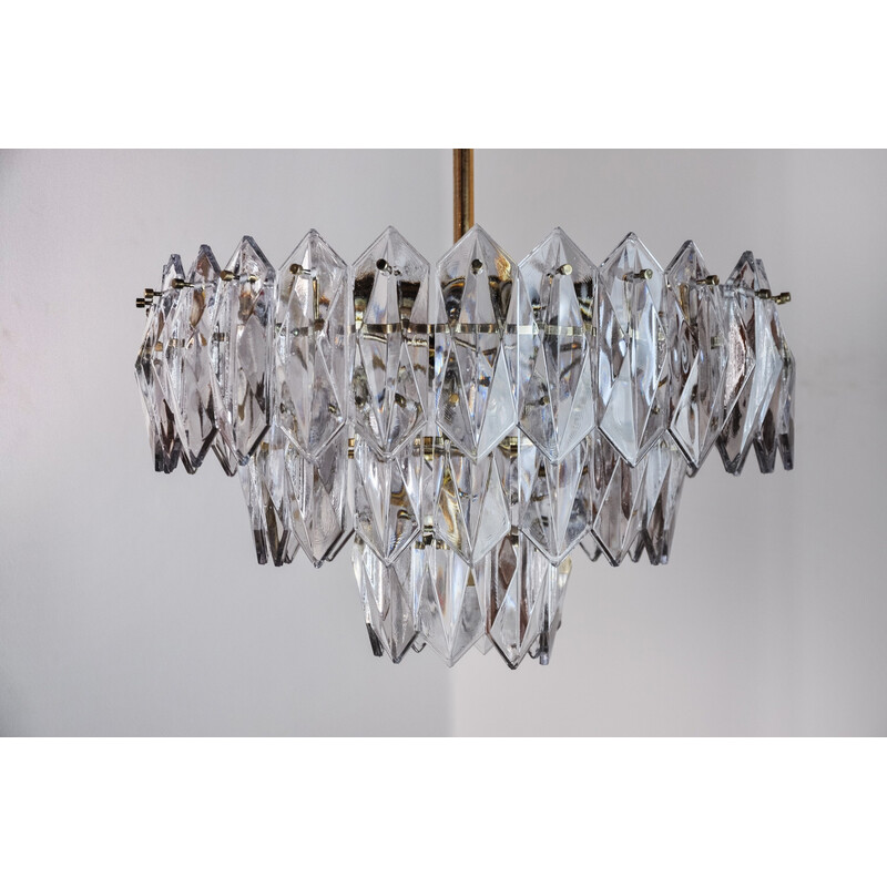 Vintage chandelier in cut glass 3 levels by J.T Kalmar, Austria 1970