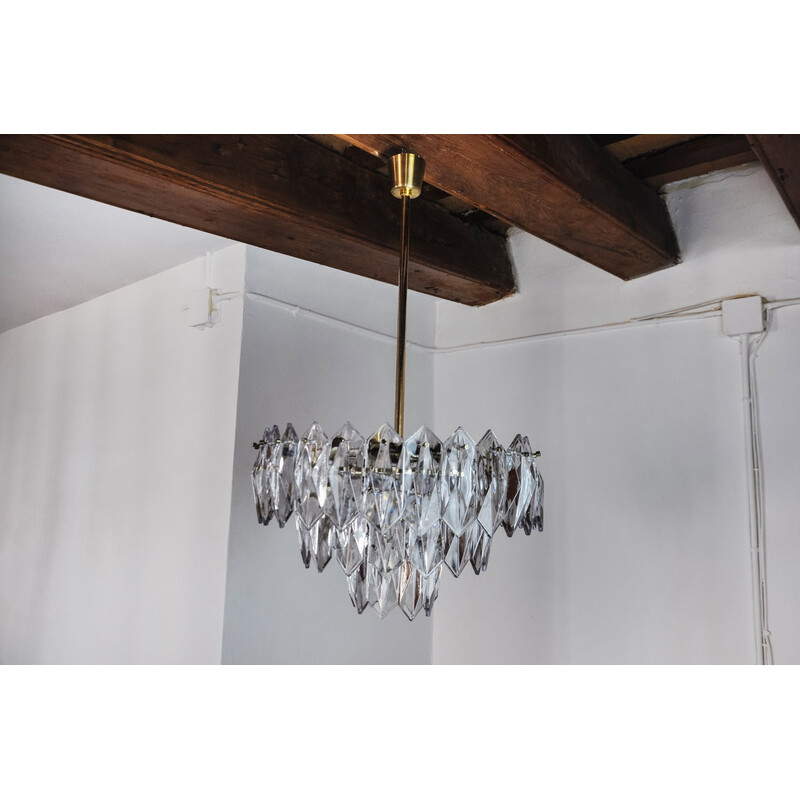 Vintage chandelier in cut glass 3 levels by J.T Kalmar, Austria 1970