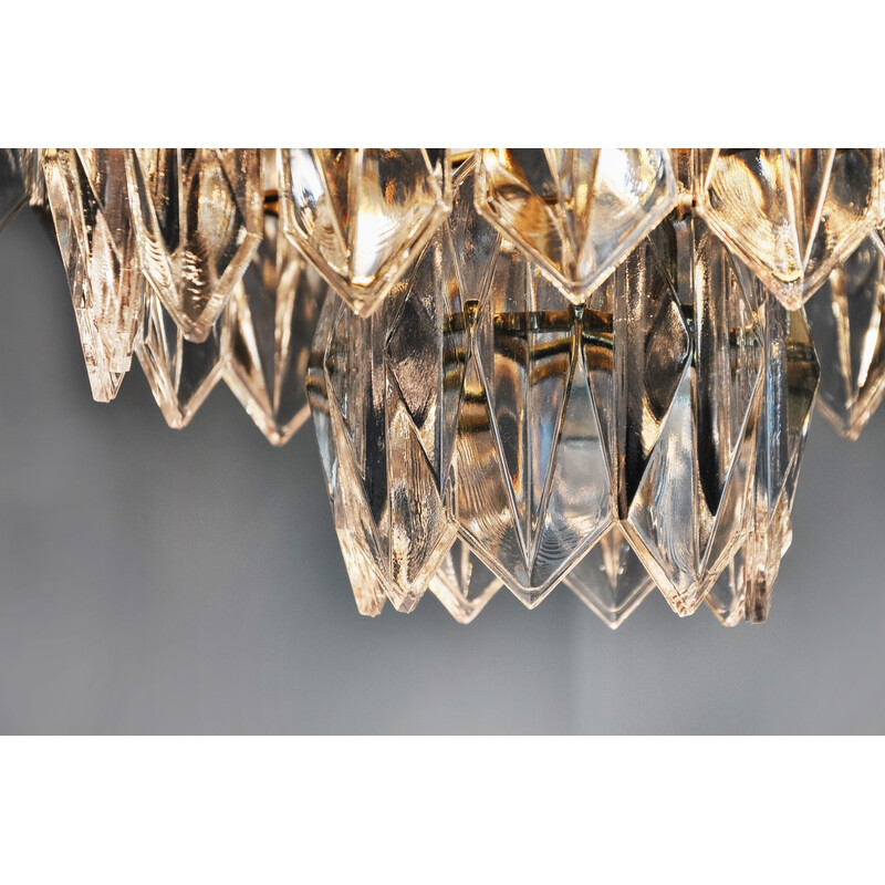 Vintage chandelier in cut glass 3 levels by J.T Kalmar, Austria 1970