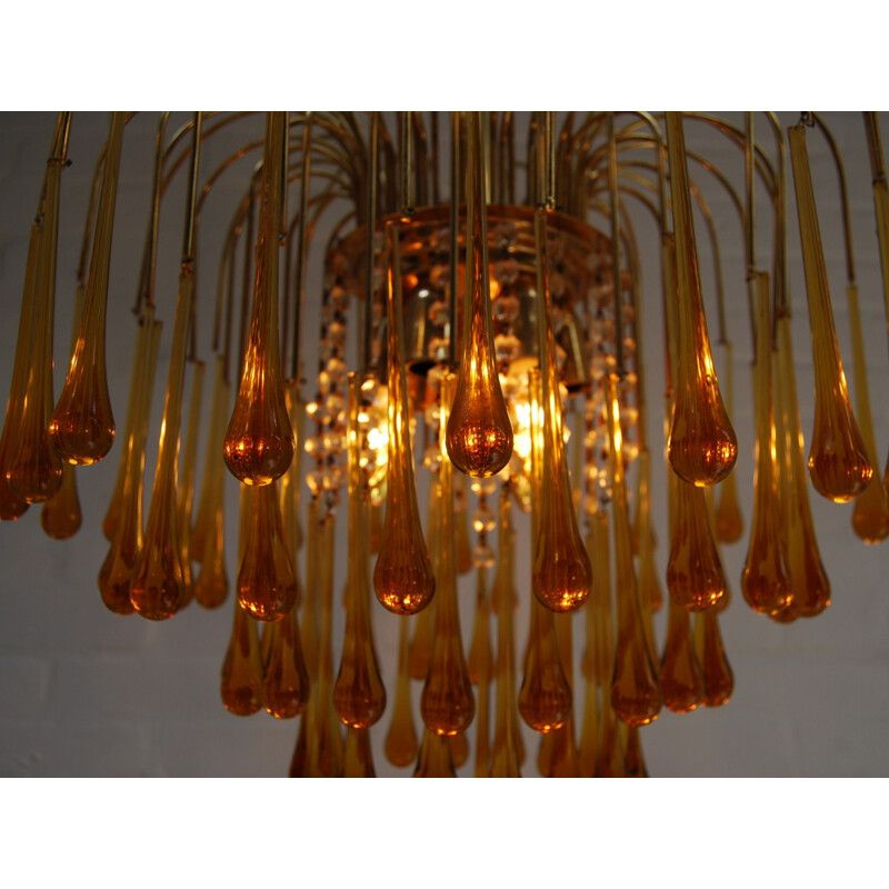 Italian chandelier in brass and glass - 1950s