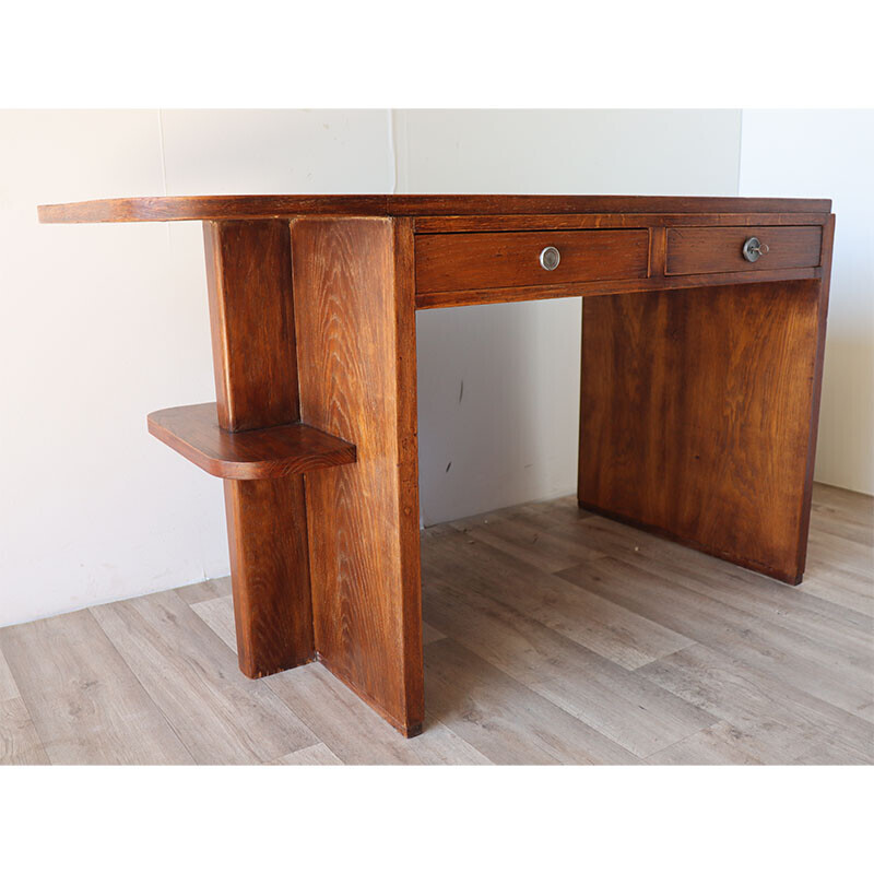 Vintage modernistisch eikenhouten bureau, 1940