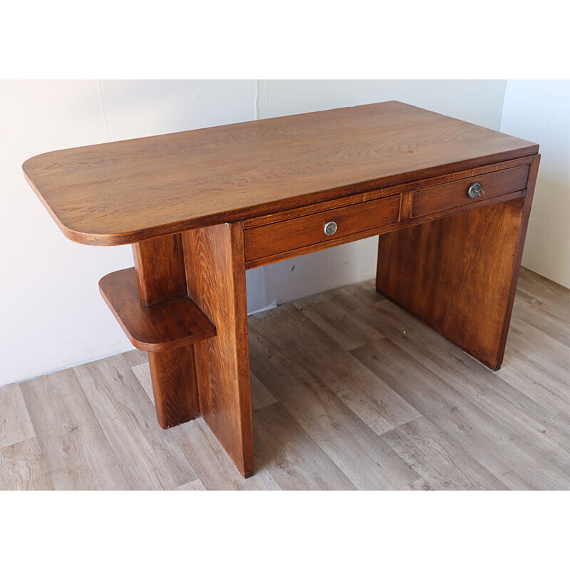 Bureau vintage moderniste en chêne, 1940