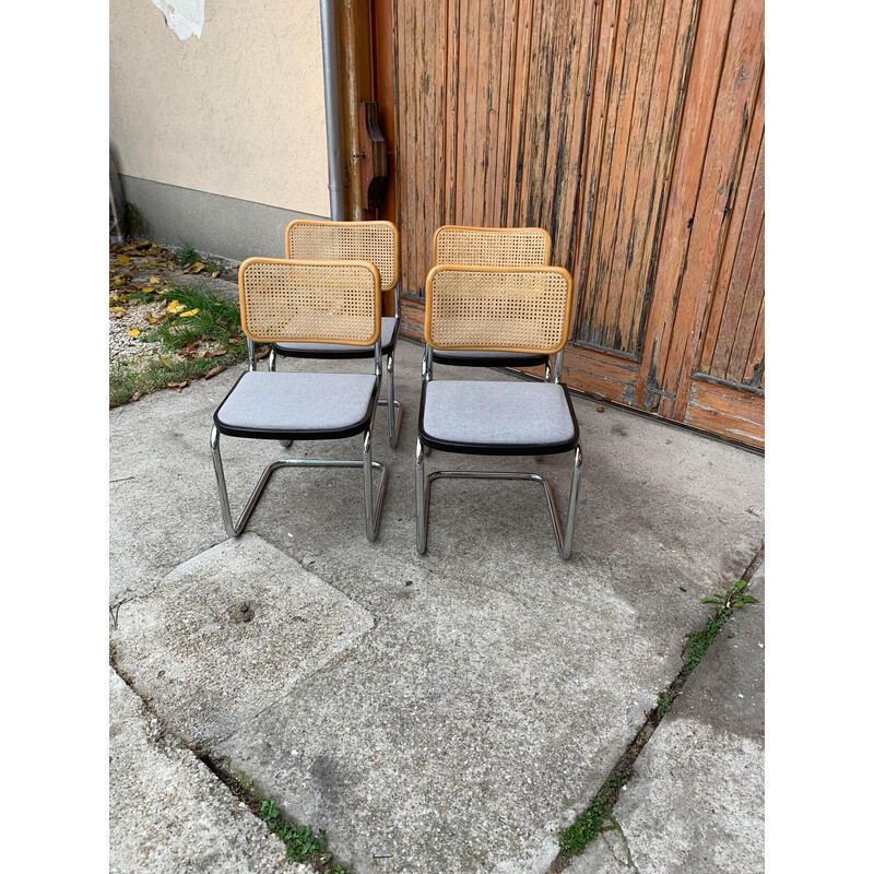 Ensemble de 4 chaises italiennes vintage B32 Cesca par Marcel Breuer, 1970
