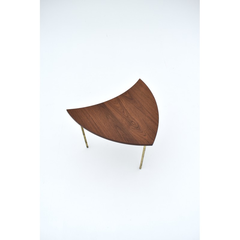 Tavolino vintage in teak e ottone di Peter Hvidt e Orla Molgaard Nielsen per France and Son, 1950