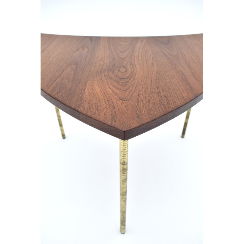 Vintage teak and brass side table by Peter Hvidt and Orla Molgaard Nielsen for France and Son, 1950