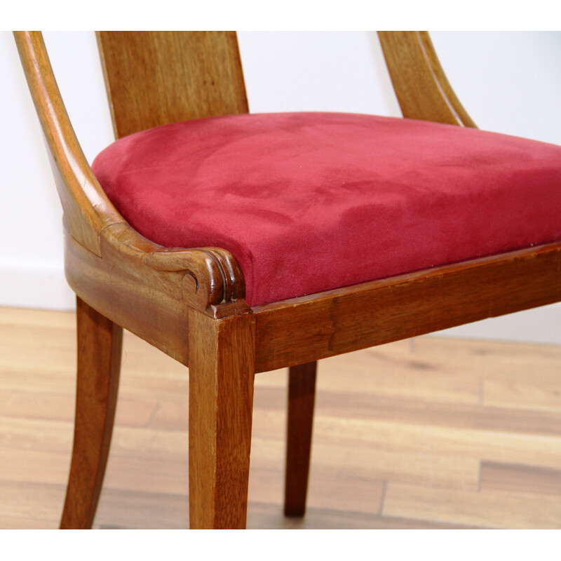 Mahogany wood and red velvet vintage living room set