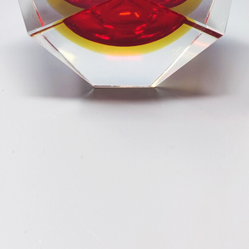 Vintage red and yellow ashtray by Flavio Poli for Seguso, Italy 1960s