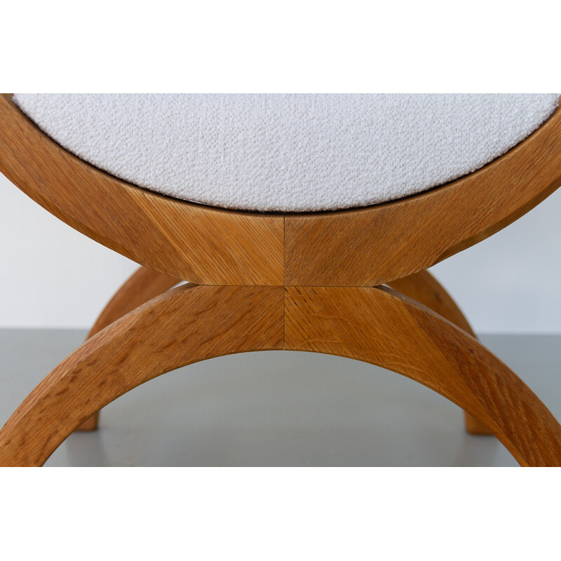 Vintage Danish Kurul armchair in oakwood and bouclé by Henning Kjærnulf, 1960s