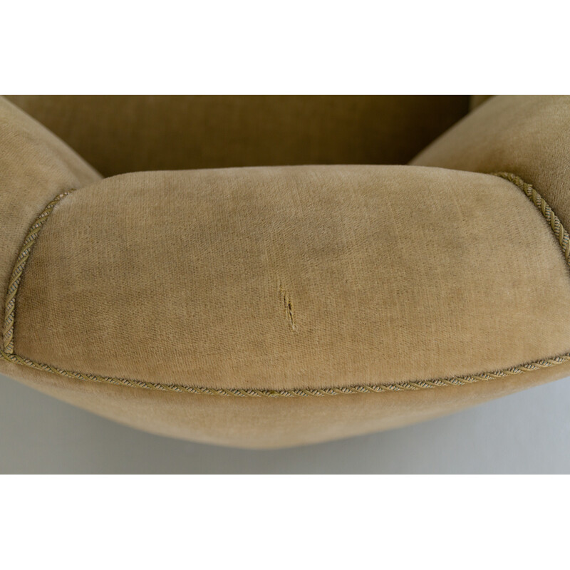 Vintage Danish Art Deco velvet Banana sofa, 1940s