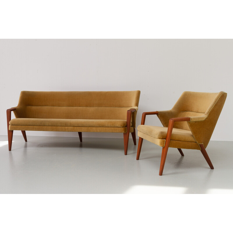 Danish vintage living room set by Kurt Olsen for Slagelse Møbelværk, 1950s