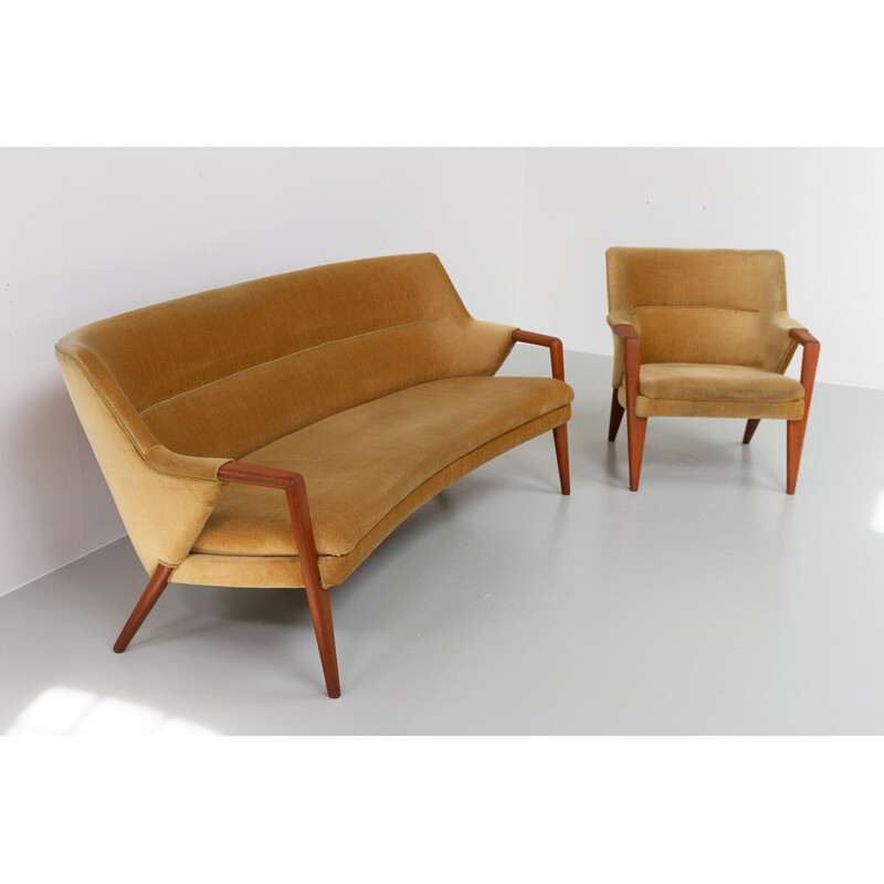 Danish vintage living room set by Kurt Olsen for Slagelse Møbelværk, 1950s