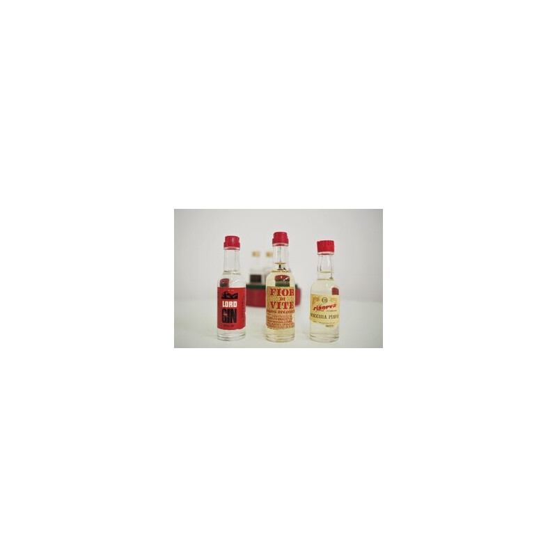 Set of vintage liquor bottle and shot glass Casket by Distillerie F.lli  Ramazzotti, 1970s