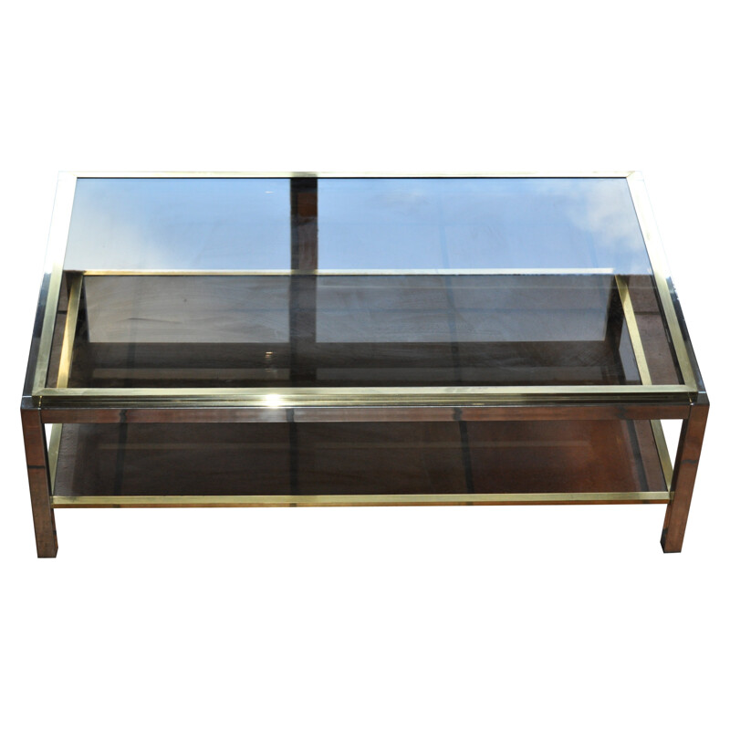 Coffee table with double layer in glass - 1970s