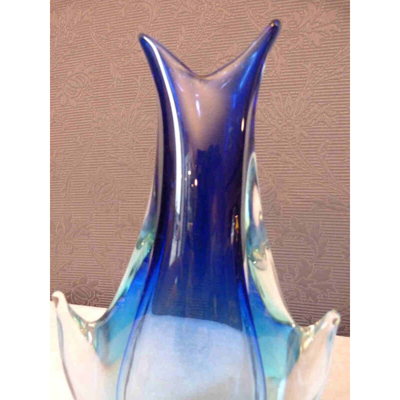 Blue tone Murano glass vase - 1960s