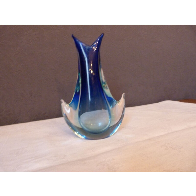 Blue tone Murano glass vase - 1960s