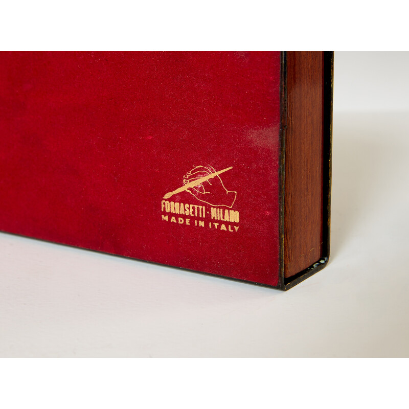 Vintage-Box aus emailliertem Metall und Mahagoni von Piero Fornasetti, 1950