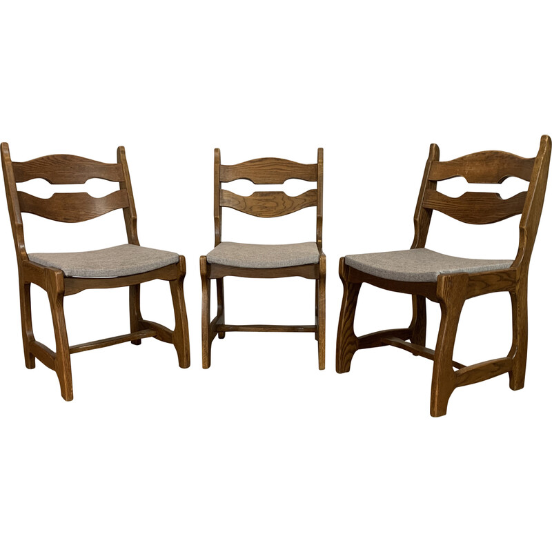 Set of 3 vintage chairs by Guillerme et chambron, 1950