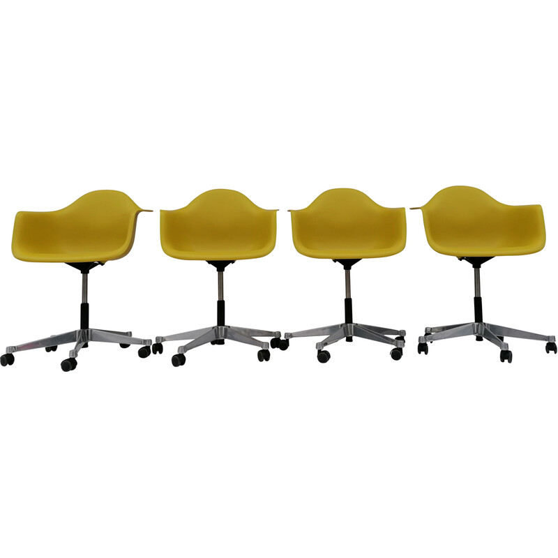 Set of 4 vintage Pacc lime plastic chairs by Charles and Ray Eames for Vitra, 2000