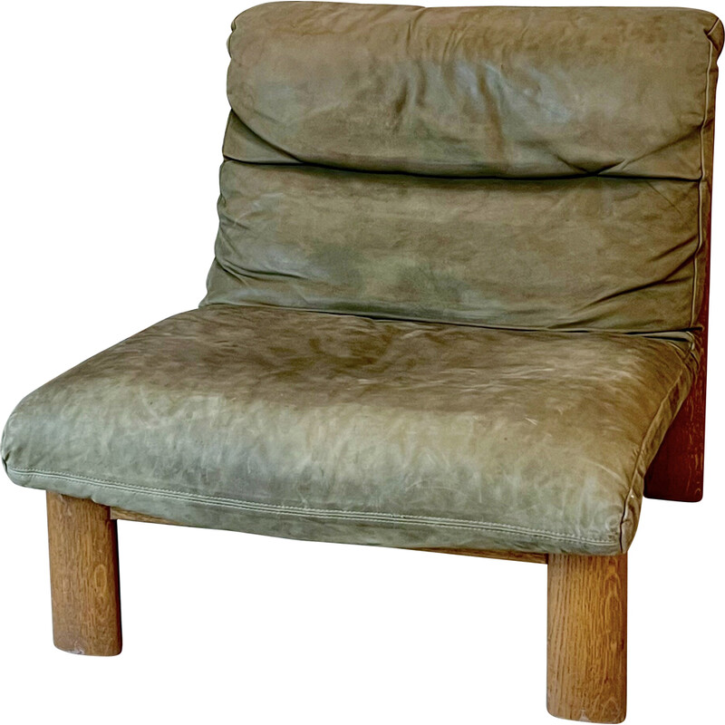 fauteuil vintage brutaliste - cuir