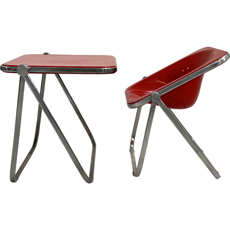 Bureau vintage pliant Platone rouge par Giancarlo Piretti pour Anonima Castelli, 1970