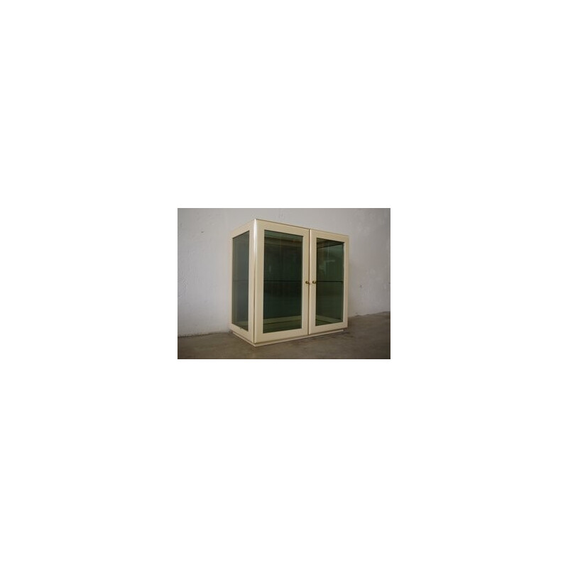 Vintage lacquered wood and glass display cabinet, Italy 1970