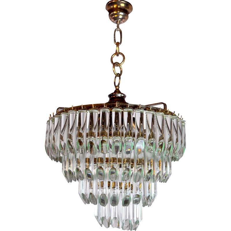 Vintage Venini chandelier with 4 levels in Murano glass, Italy 1970