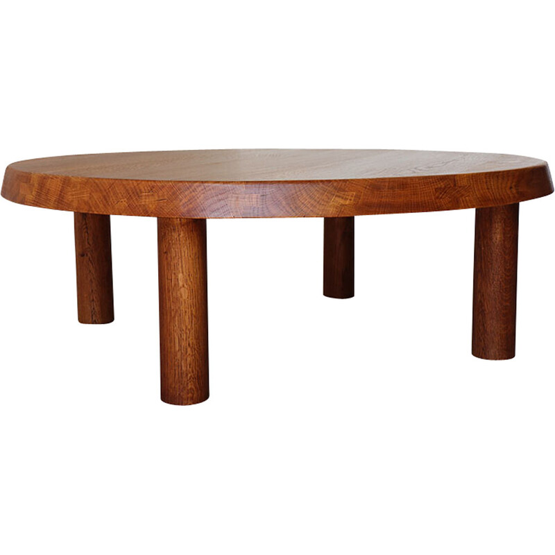 Vintage coffee table "T02 M" in solid elmwood by Pierre Chapo, 1963