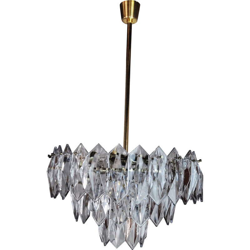 Vintage chandelier in cut glass 3 levels by J.T Kalmar, Austria 1970