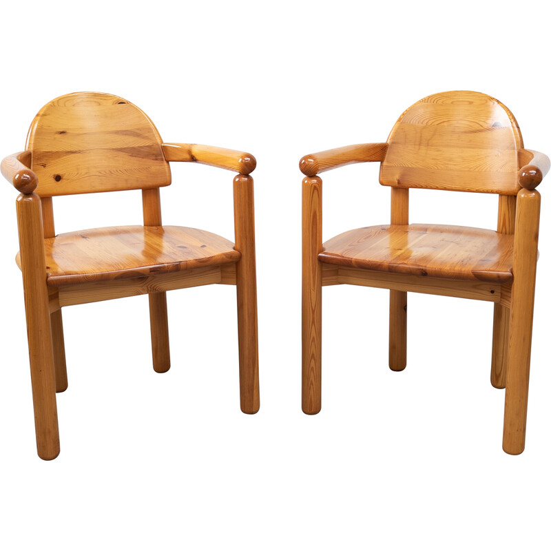 Par de cadeiras de pinho vintage de Rainer Daumiller para Hirtshals Sawmill, Dinamarca, anos 70