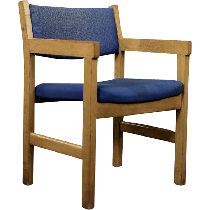 Vintage Sessel aus dänischem Eichenholz und blauem Stoff von Hans J. Wegner für Getama, 1960er Jahre