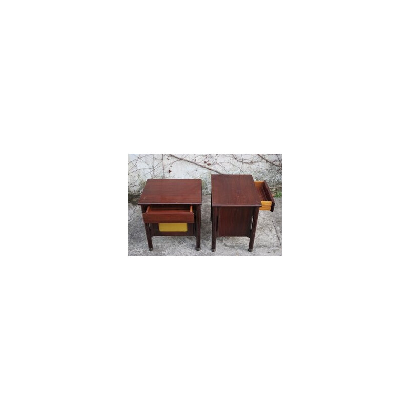 Pair of vintage rosewood consoles, Italy 1970