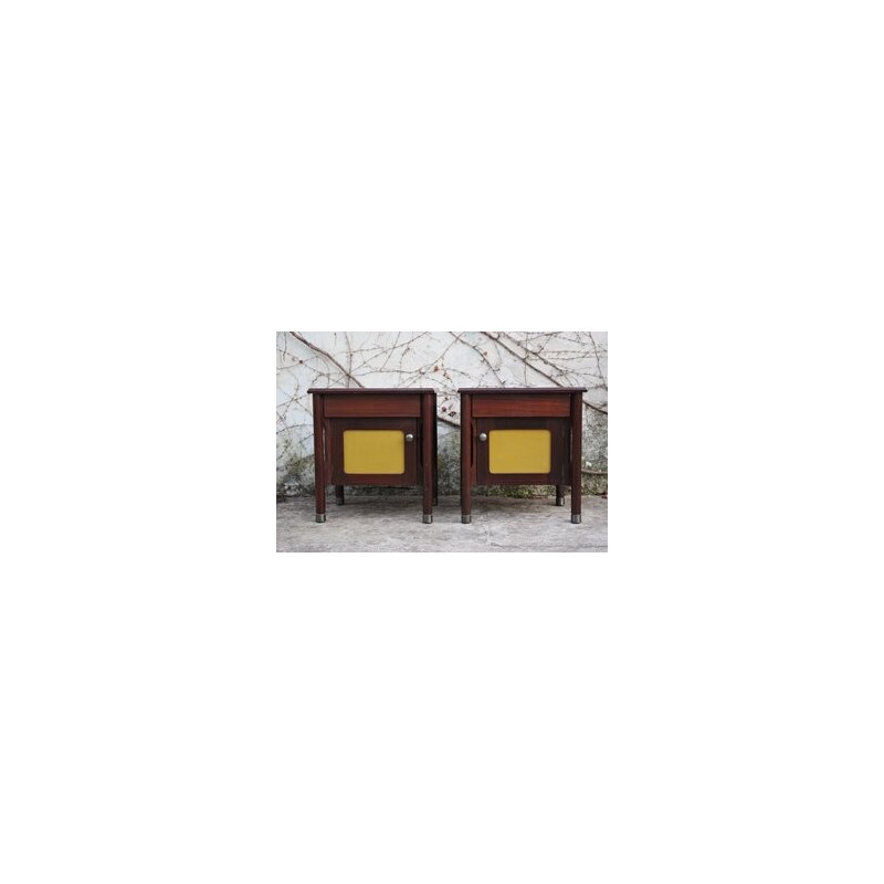 Pair of vintage rosewood consoles, Italy 1970