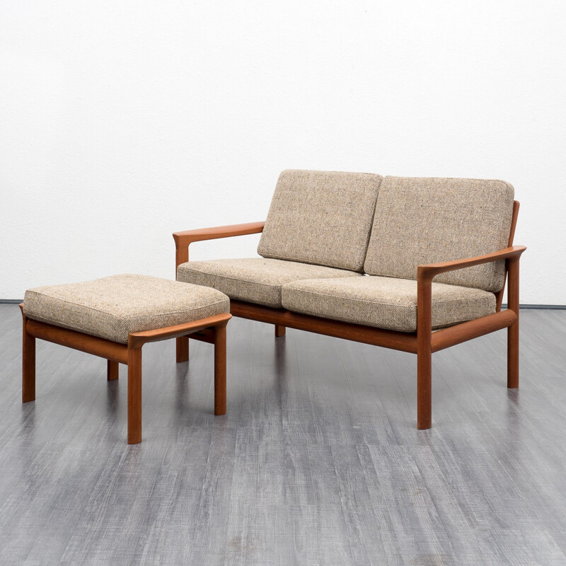 Two seater sofa with stool by Sven Ellekaer for Komfort - 1960s