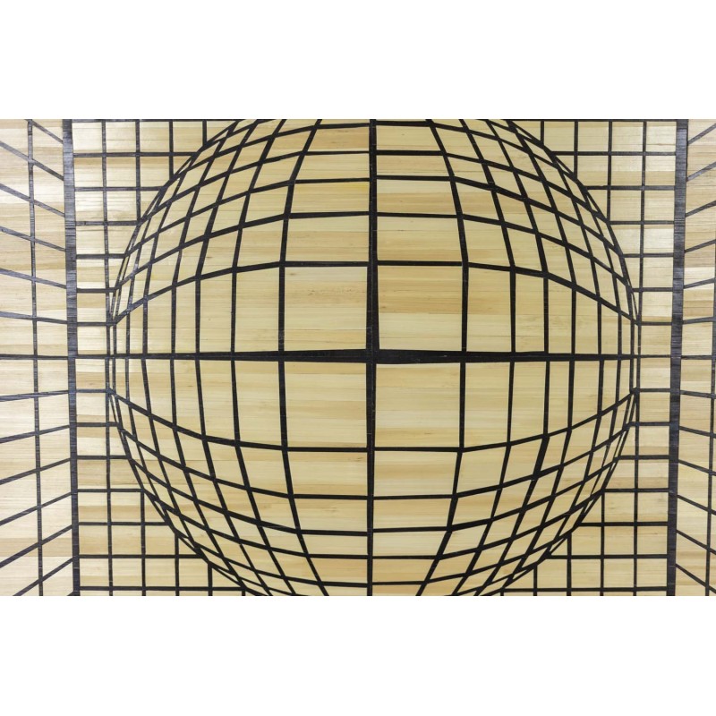 Vintage kinetic panel in straw marquetry