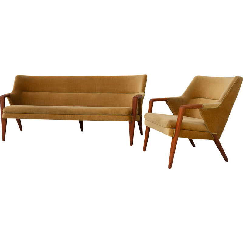 Danish vintage living room set by Kurt Olsen for Slagelse Møbelværk, 1950s