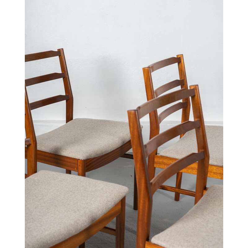 Ensemble de 4 chaises vintage en teck et laine grise par A.H. Mcintosh and Co, UK 1970