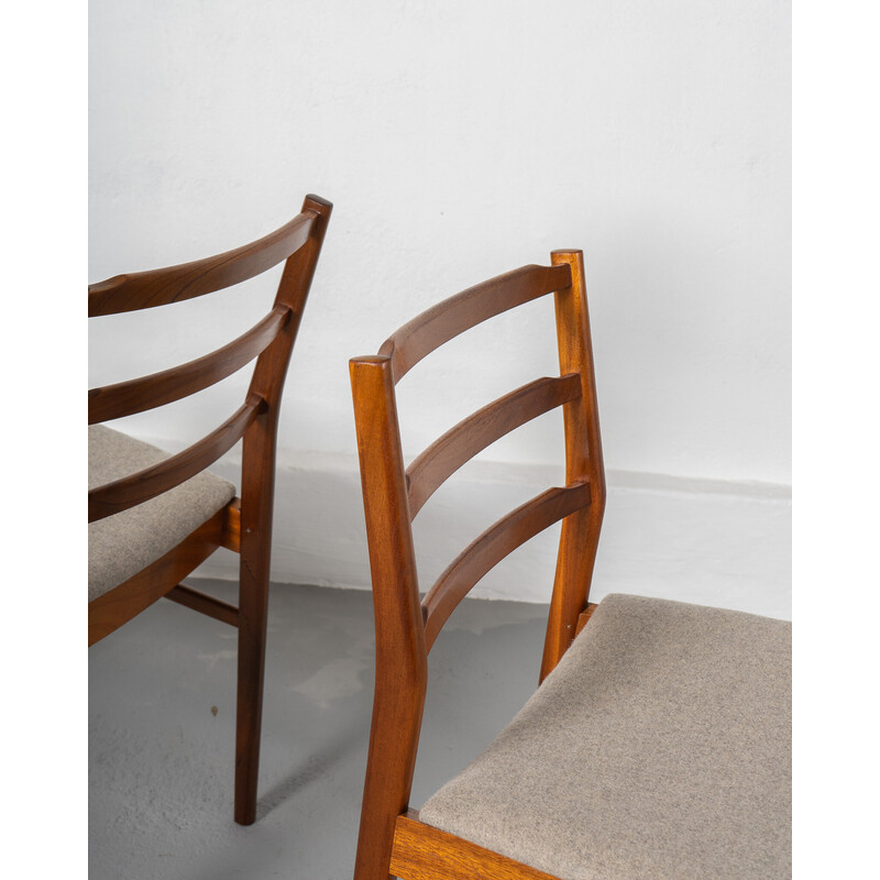 Set of 4 vintage teak and grey wool dining chairs by A.H. Mcintosh and Co, UK 1970