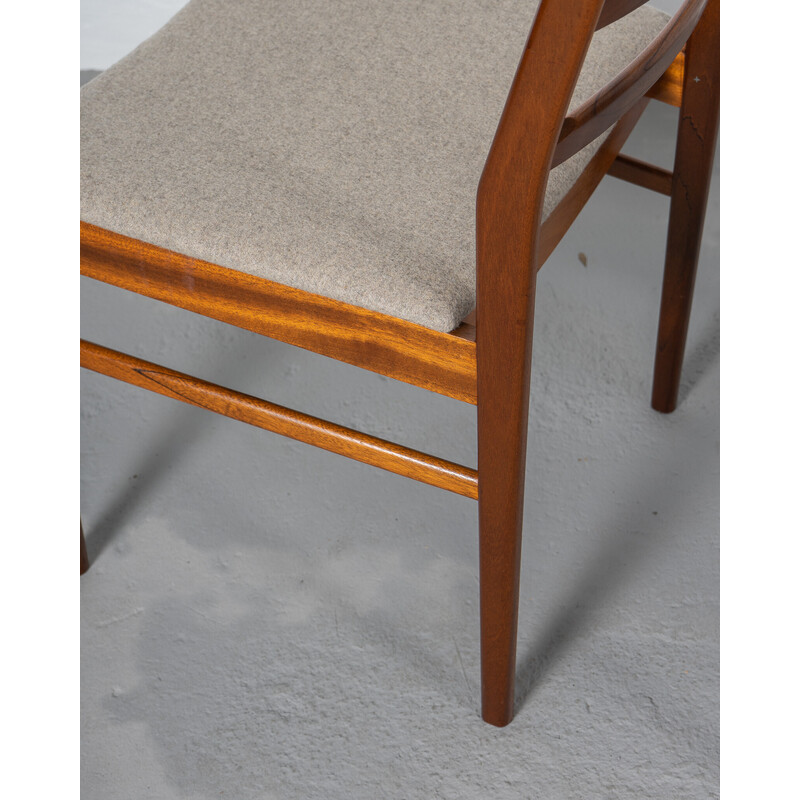 Set of 4 vintage teak and grey wool dining chairs by A.H. Mcintosh and Co, UK 1970