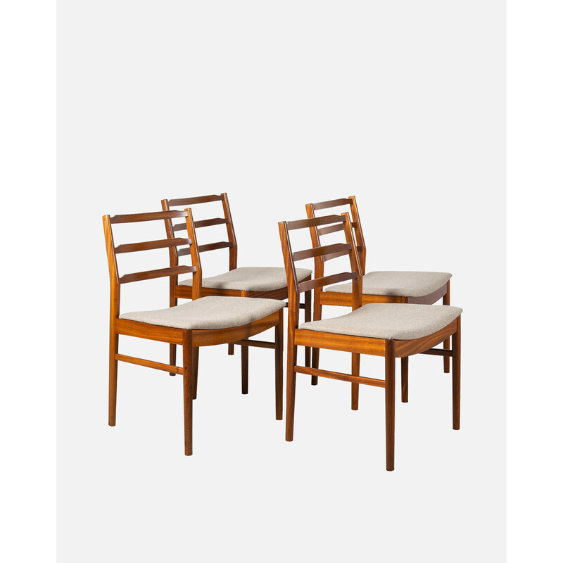 Conjunto de 4 cadeiras de jantar vintage em teca e lã cinzenta da A.H. Mcintosh and Co, Reino Unido, 1970
